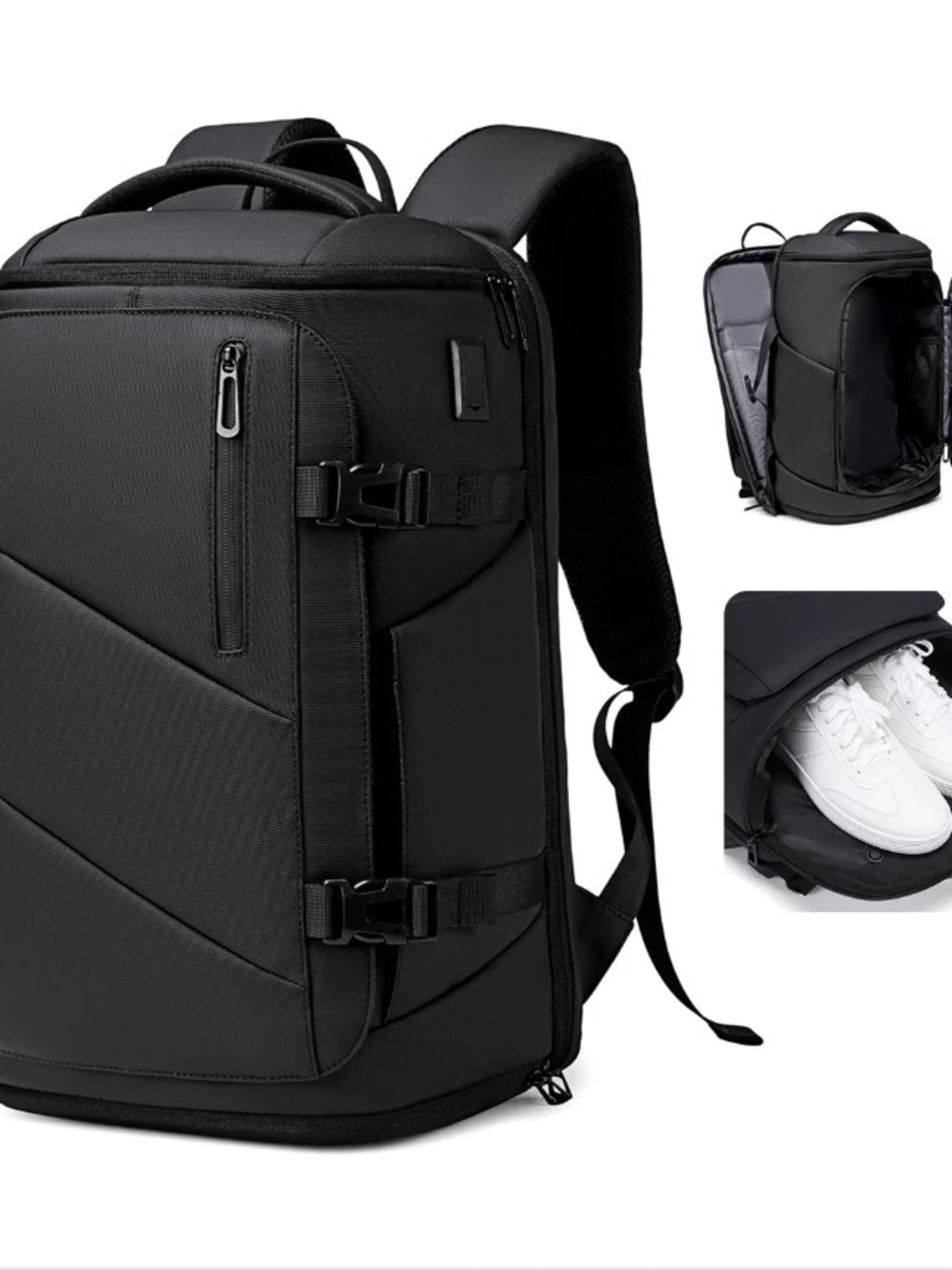 Men's Black Travel & Commuter Backpack - Versatile Daily Carry